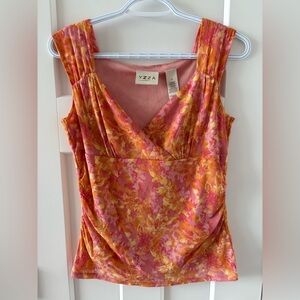 Yzza Floral Print Short Sleeve Blouse